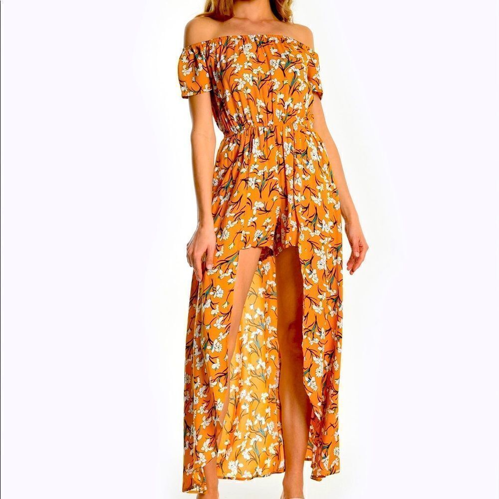 Xhilaration FLORAL PRINT SHORT JUMPSUIT WITH MAXI XS